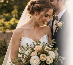 Bride sharing a quiet wedding-day moment